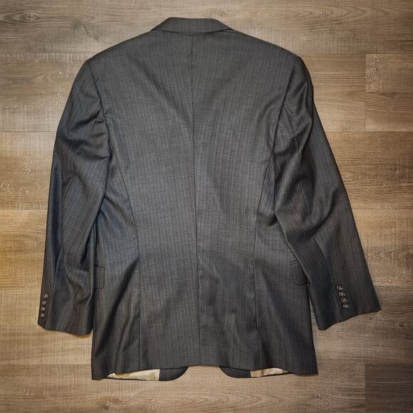 JACK VICTOR Mens Sport Coat Blazer 43R Gray Herringbone Wool Two-Button Notch - Picture 3 of 16